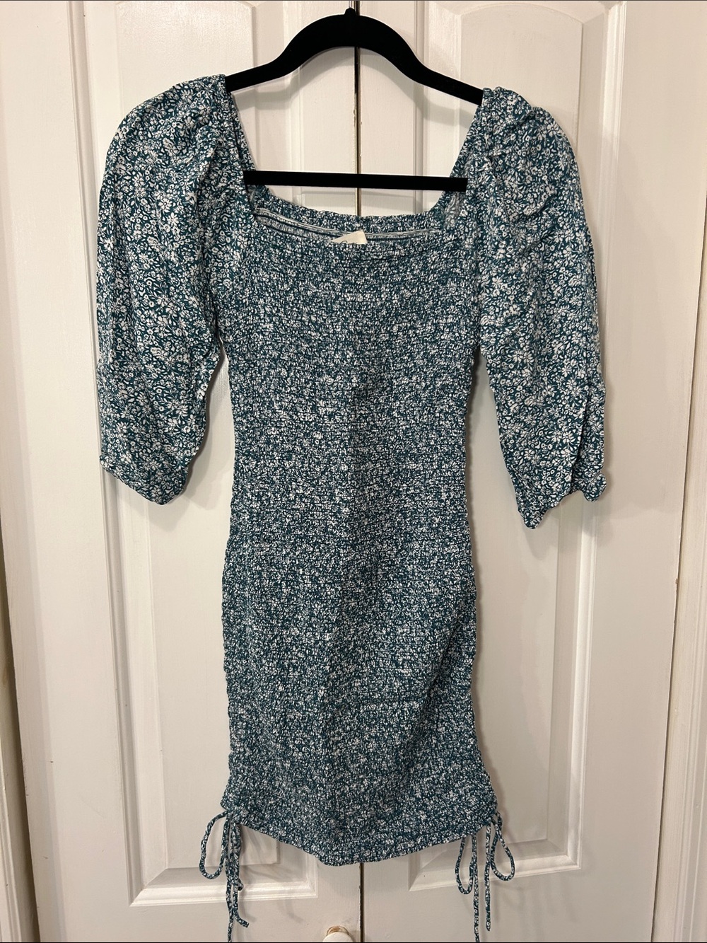 Jessica Simpson Teal Floral Smocked Mini Dress